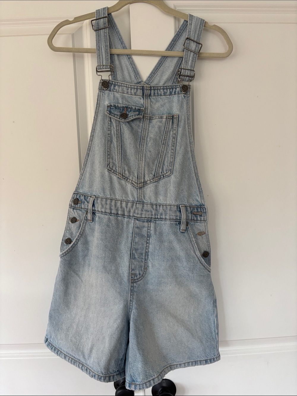 Light Wash Denim Short Overalls
